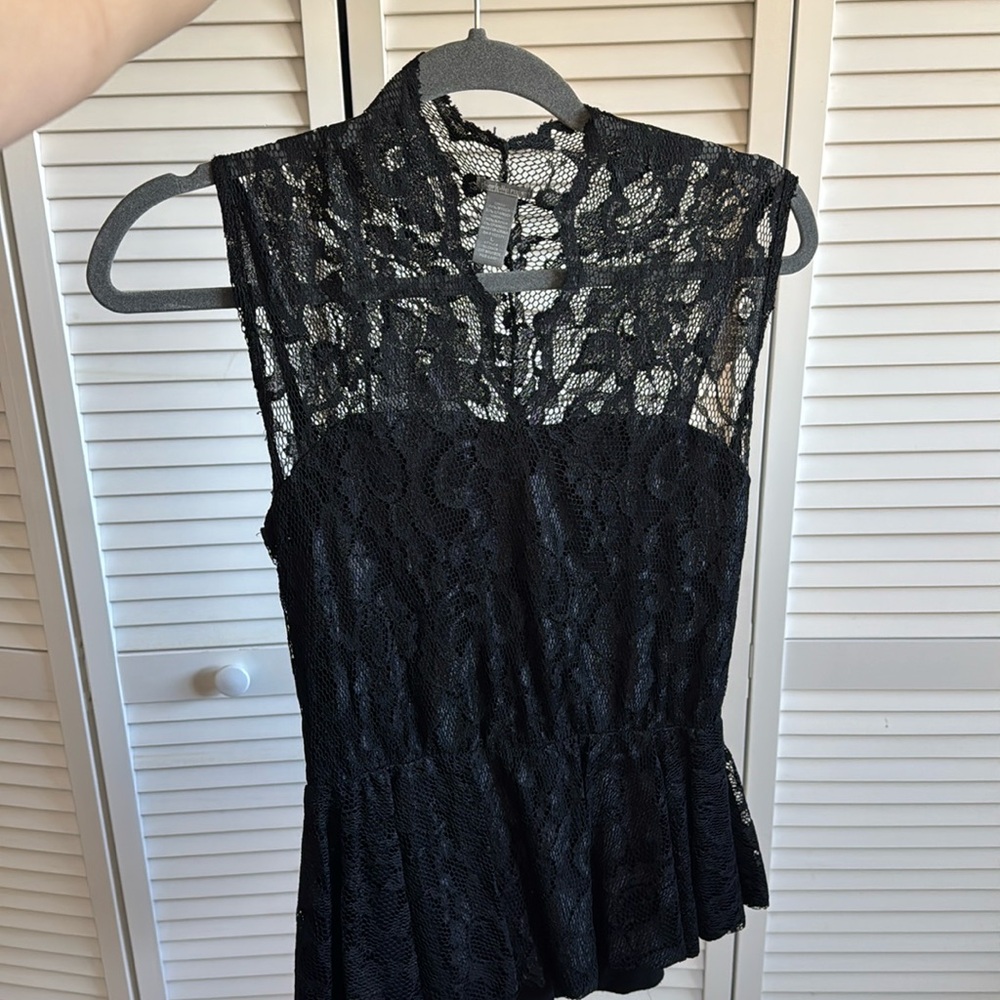 Black lace peplum top